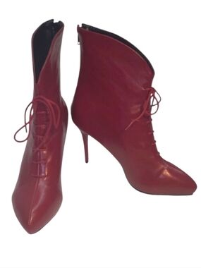 Vintage Vero Cuoio Italian Stiletto Boots Leather Ankle Bootie Pointy Toe Heels